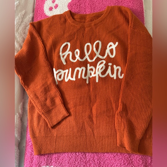 Women's Orange Sweater - Hello Pumpkin - Picture 1 of 2